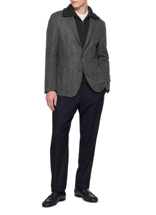 模特儿示范图 - 点击放大 - ELEVENTY - Unlined Herringbone Blazer