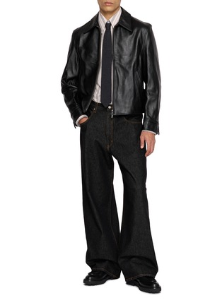 模特儿示范图 - 点击放大 - TONYWACK - Buckle Zip Up Leather Jacket