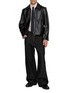 模特儿示范图 - 点击放大 - TONYWACK - Buckle Zip Up Leather Jacket