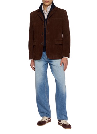 模特儿示范图 - 点击放大 - TONYWACK - Elbow Patch Half Zip Wool Sweater