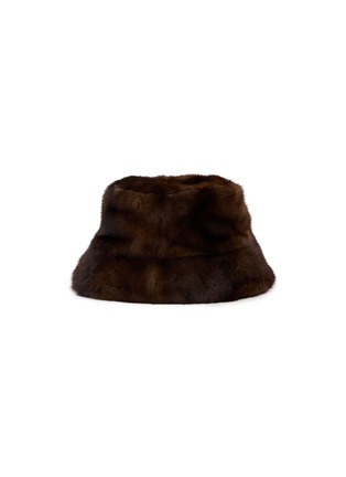 模特儿示范图 - 点击放大 - YVES SALOMON - MInk Fur Leather Bucket Hat