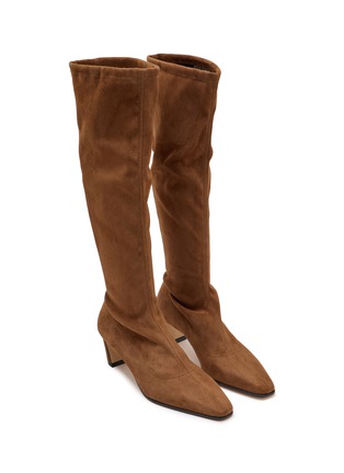 细节 - 点击放大 - STUART WEITZMAN - 50 STASS 绒面皮高跟高筒靴