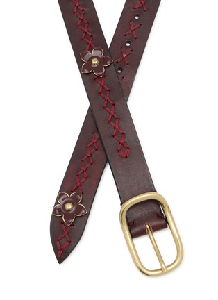 细节 - 点击放大 - PUNTOVITA ARSENICE - Floral-Appliqué Hand-Burnished Leather Belt