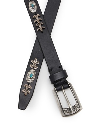 细节 - 点击放大 - PUNTOVITA ARSENICE - Teal Centre Concho Embellished Leather Belt