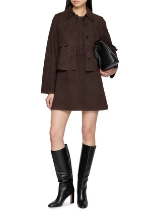 模特儿示范图 - 点击放大 - THEORY - Crop Suede Trench Coat