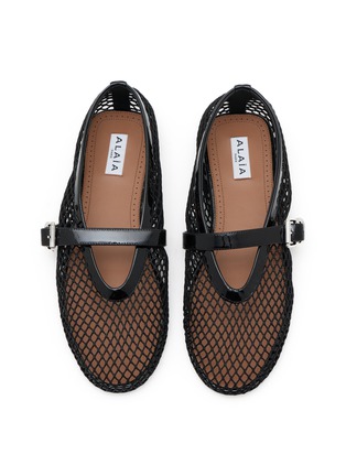 细节 - 点击放大 - ALAÏA - Patent Leather Mesh Mary Jane Flats