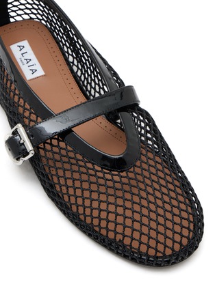 细节 - 点击放大 - ALAÏA - Patent Leather Mesh Mary Jane Flats