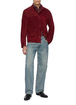 模特儿示范图 - 点击放大 - KARTIK RESEARCH - Floral Embroidered Suede Wedding Jacket