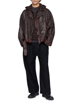 模特儿示范图 - 点击放大 - ANCELLM - Aged Belted Biker Jacket
