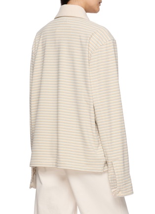 背面 - 点击放大 - YOUNG N SANG - Long Sleeve Striped Polo Shirt 