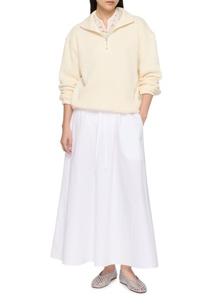 模特儿示范图 - 点击放大 - YOUNG N SANG - Quarter Zip Waffle Knit Pullover