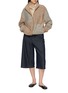 模特儿示范图 - 点击放大 - YOUNG N SANG - Patchwork Zip Up Knit Jacket