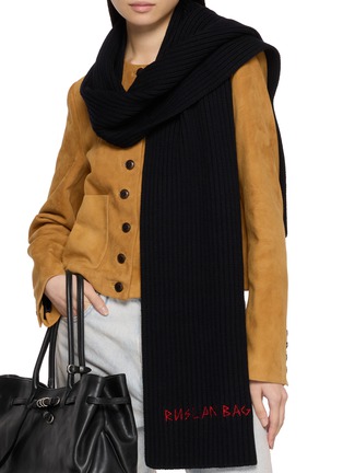模特儿示范图 - 点击放大 - RUSLAN BAGINSKY - Embroidered Merino Wool Scarf