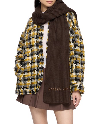 模特儿示范图 - 点击放大 - RUSLAN BAGINSKY - Embroidered Merino Wool Scarf