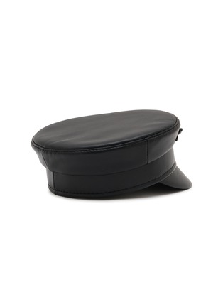模特儿示范图 - 点击放大 - RUSLAN BAGINSKY - Logo Embellished Leather Baker Boy Cap