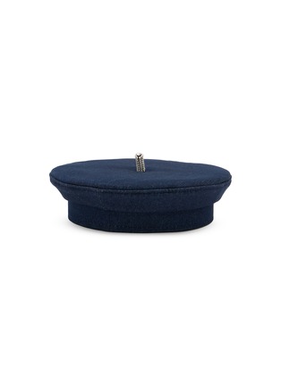 模特儿示范图 - 点击放大 - RUSLAN BAGINSKY - Crystal Embellished Denim Beret