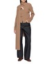 模特儿示范图 - 点击放大 - EENK - Scarf Layered Colour Block Knit Cardigan