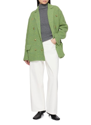 模特儿示范图 - 点击放大 - EENK - Contrast High Neck Knit Top