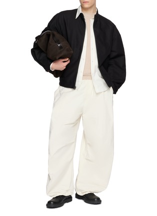 模特儿示范图 - 点击放大 - AMOMENTO - Drawstring Waistband Wide Leg Fatigue Pants