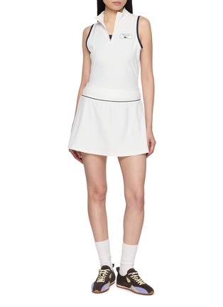 模特儿示范图 - 点击放大 - LACOSTE - Contrast Piping Pleated Stretch Mini Skirt