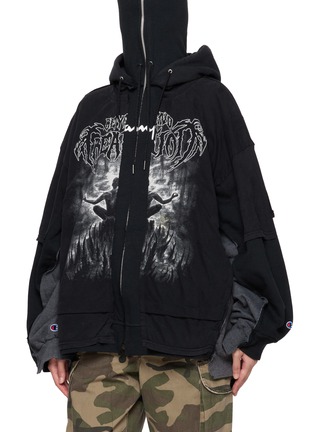 细节 - 点击放大 - DISCOVERED - Spliced Band T-Shirt Hoodie