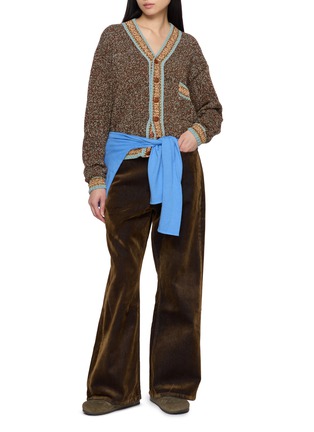 模特儿示范图 - 点击放大 - STORY MFG - Bulb Contrast Trim Cotton Knit Cardigan