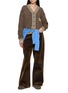 模特儿示范图 - 点击放大 - STORY MFG - Bulb Contrast Trim Cotton Knit Cardigan