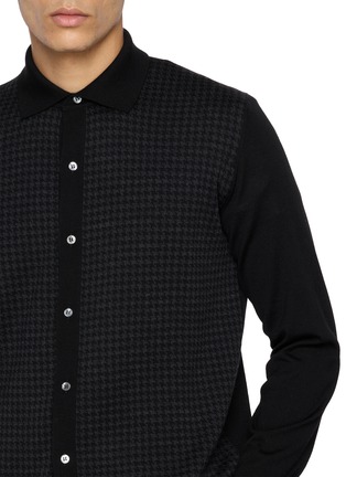  - LARDINI - Houndstooth Knit Spread Collar Cardigan