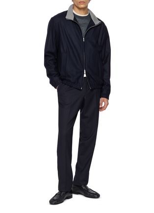 模特儿示范图 - 点击放大 - LARDINI - Stand Collar Zip Up Jacket