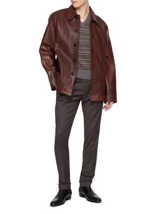 模特儿示范图 - 点击放大 - PT TORINO - Master Single-Pleat Stretch Trousers
