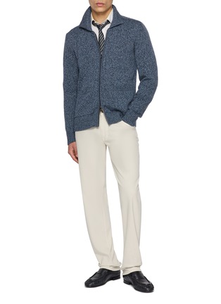模特儿示范图 - 点击放大 - PIACENZA 1733 - Zip Up Cashmere Overshirt Cardigan