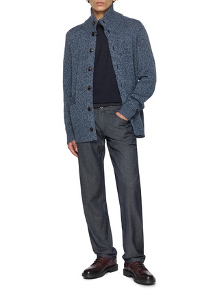 模特儿示范图 - 点击放大 - PIACENZA 1733 - Button Up Wool Knit Cardigan