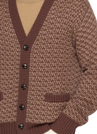  - PIACENZA 1733 - V-Neck Micro Houndstooth Wool Knit Cardigan