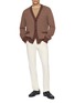模特儿示范图 - 点击放大 - PIACENZA 1733 - V-Neck Micro Houndstooth Wool Knit Cardigan