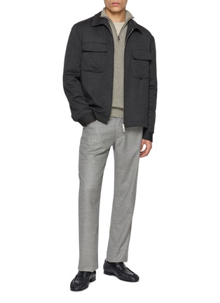 模特儿示范图 - 点击放大 - PIACENZA 1733 - Quarter Zip Cashmere Knit Sweater