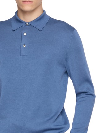  - J∞QUALITY  - Long Sleeve Cashmere Silk Knit Polo Shirt