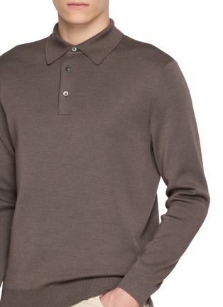  - J∞QUALITY  - Long Sleeve Cashmere Silk Knit Polo Shirt