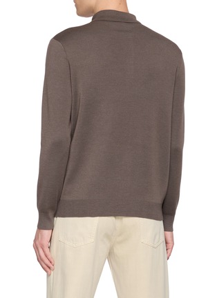 背面 - 点击放大 - J∞QUALITY  - Long Sleeve Cashmere Silk Knit Polo Shirt