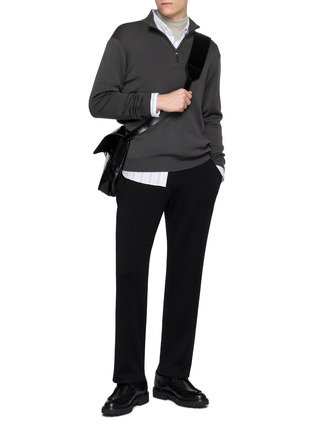 模特儿示范图 - 点击放大 - J∞QUALITY  - Semi Wide Leg Cashmere Silk Knit Pants