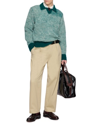 模特儿示范图 - 点击放大 - J∞QUALITY  - Skipper Striped Wool Knit Polo Sweater
