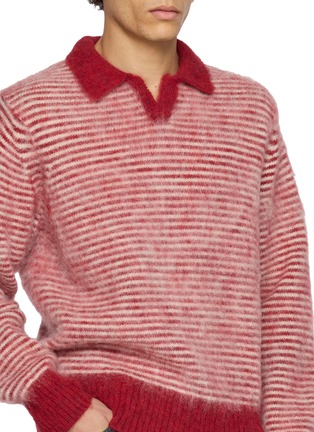  - J∞QUALITY  - Skipper Striped Wool Knit Polo Sweater