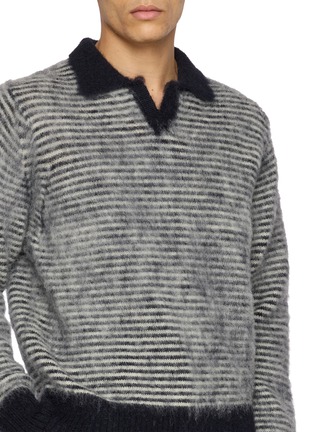  - J∞QUALITY  - Skipper Striped Wool Knit Polo Sweater