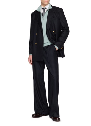 模特儿示范图 - 点击放大 - J∞QUALITY  - Half-Zip Cashmere Silk Knit Sweater