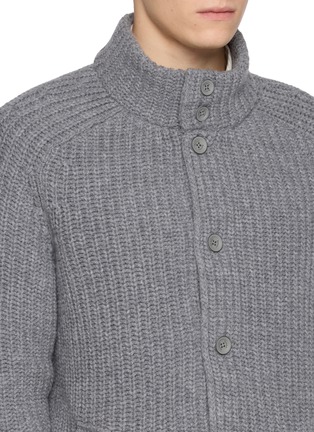 细节 - 点击放大 - HERNO - Padded Bib Ribbed Wool Hood Cardigan