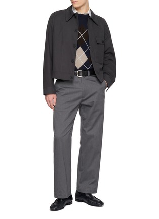 模特儿示范图 - 点击放大 - ARCH4 - Mr Hambley Argyle Print Knit Cashmere Sweater