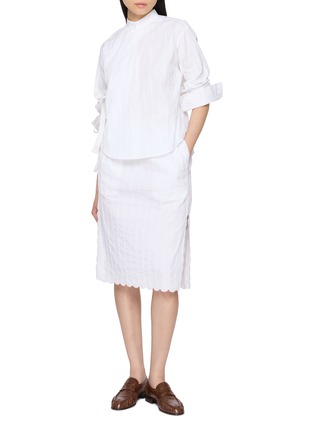 模特儿示范图 - 点击放大 - MS MIN - Tie Front Pleated Shirt