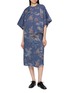 模特儿示范图 - 点击放大 - MS MIN - Floral Print Butterfly Sleeve Denim Top
