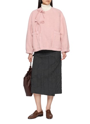 模特儿示范图 - 点击放大 - MS MIN - Cross Front Tie Up Cropped Jacket