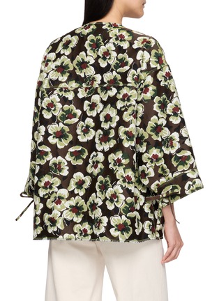 背面 - 点击放大 - MS MIN - Floral Print Zip Up Cocoon Coat