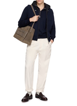 模特儿示范图 - 点击放大 - EQUIL - Layered Quarter Zip Collar Sweater